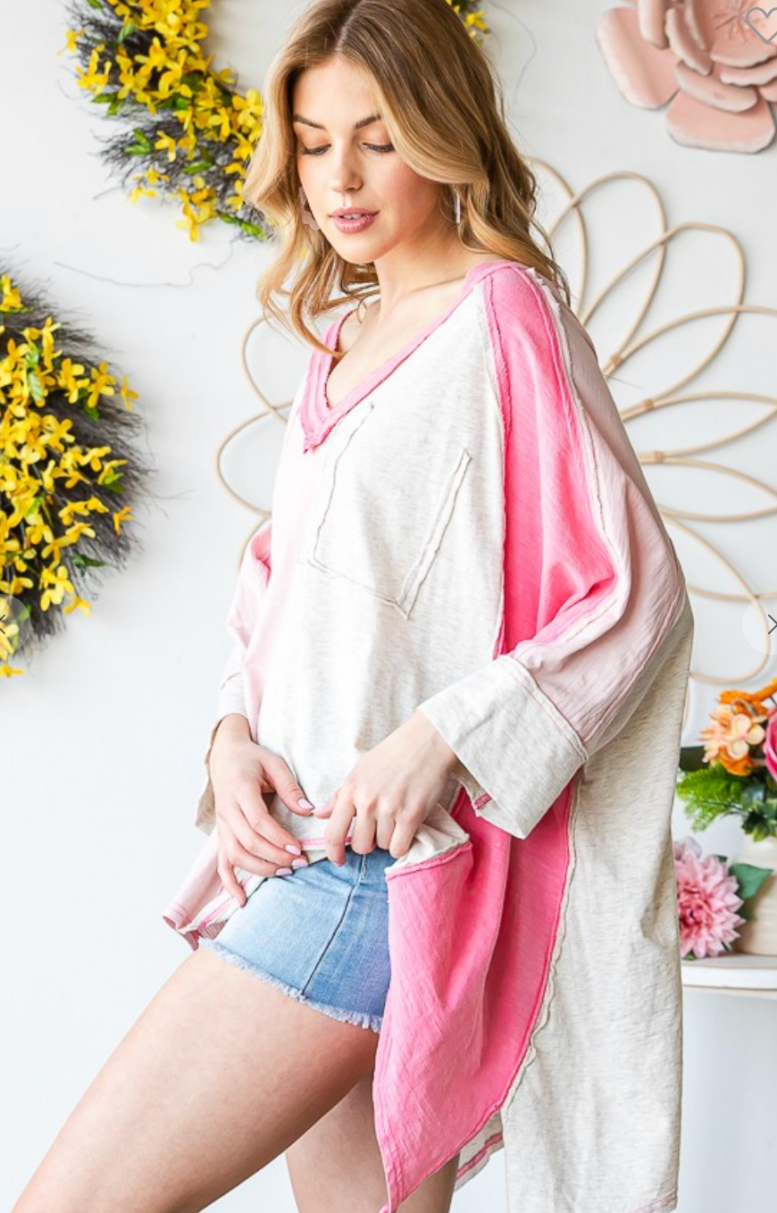 Hali Pink Color Block Top