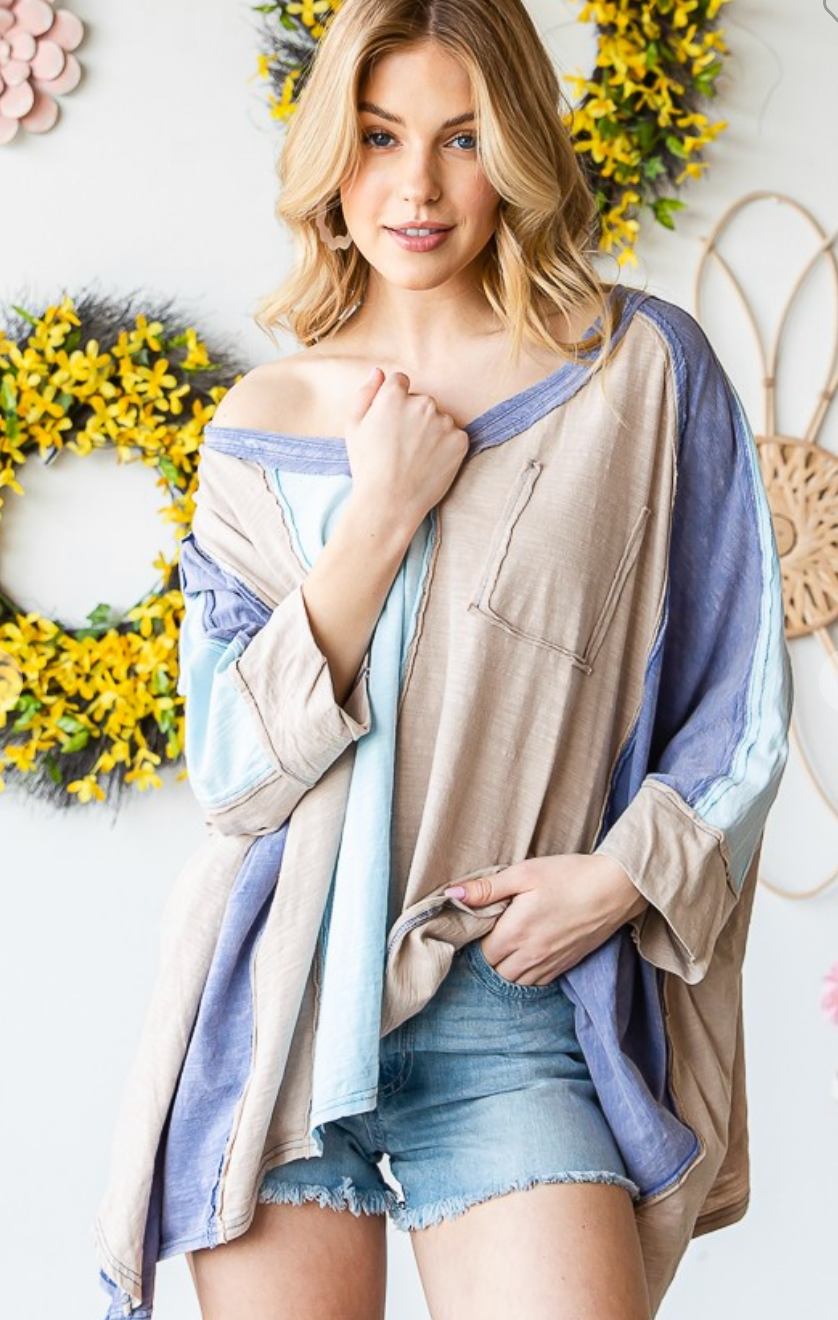 Hali BLUE Color Block Top