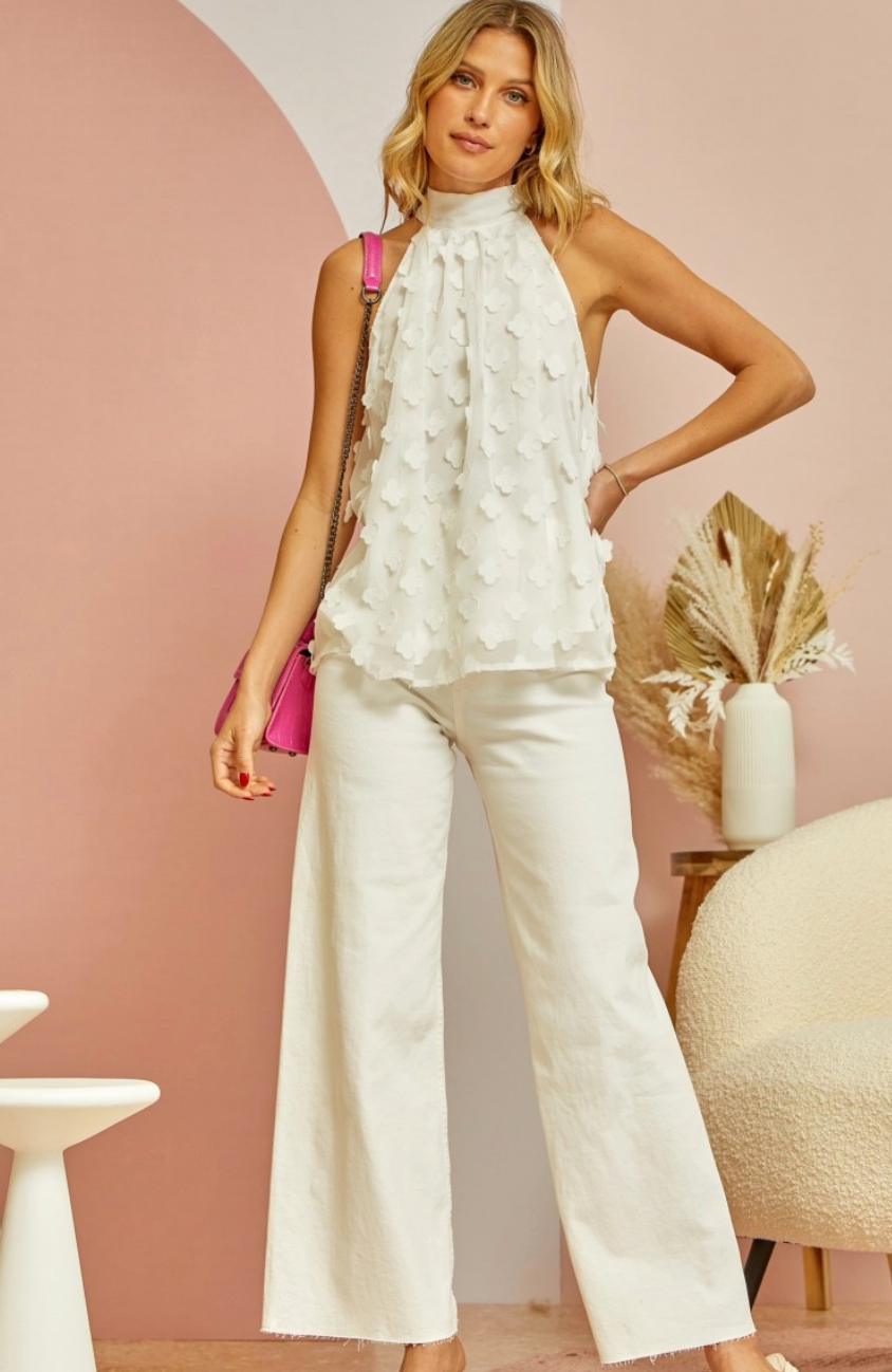 Floral Flutter Halter Top