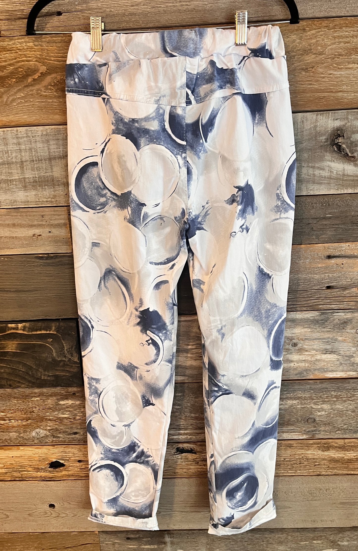 Navy & White Circle Drawstring Pants