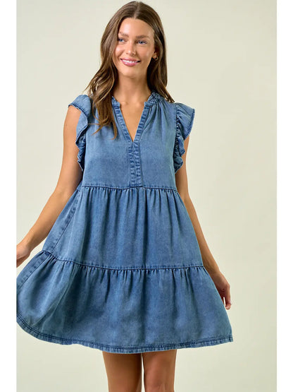 TENCEL Ruffle Tiered Mini Dress