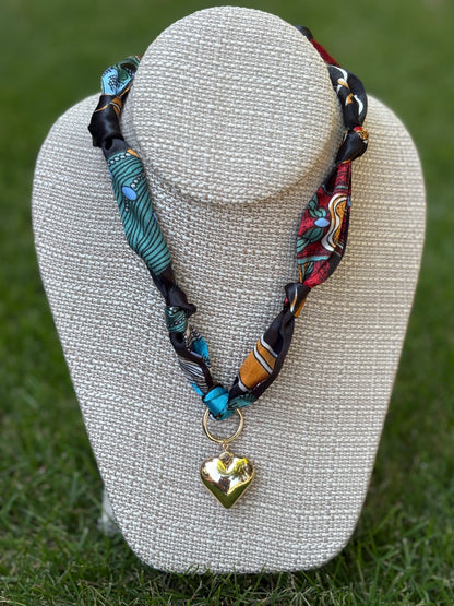 Heart Charm Fall Scarf Necklaces / 6 patterns