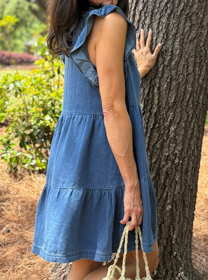 TENCEL Ruffle Tiered Mini Dress