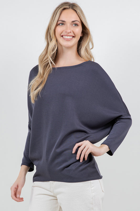 Scuba Boatneck LONG Sleeve Dolman top-6 NEW colors