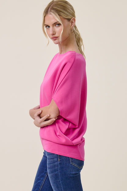Short Sleeve Scuba Oversized Dolman Top / 3 colors