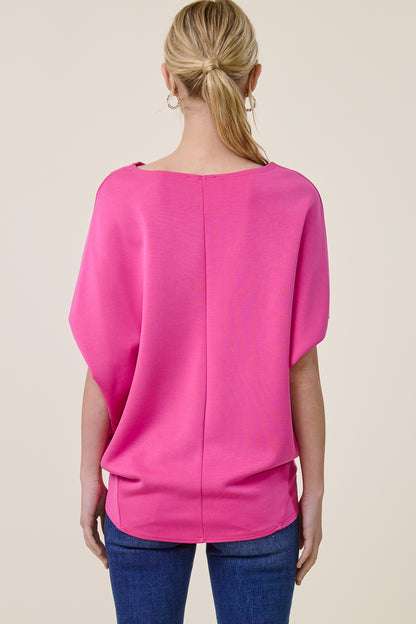 Short Sleeve Scuba Oversized Dolman Top / 3 colors