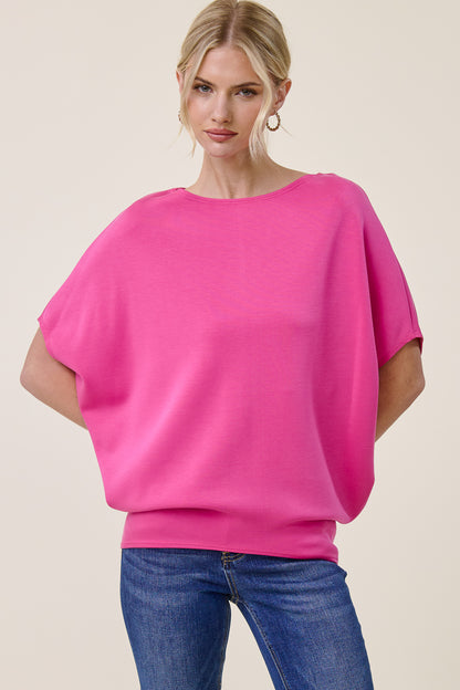Short Sleeve Scuba Oversized Dolman Top / 3 colors