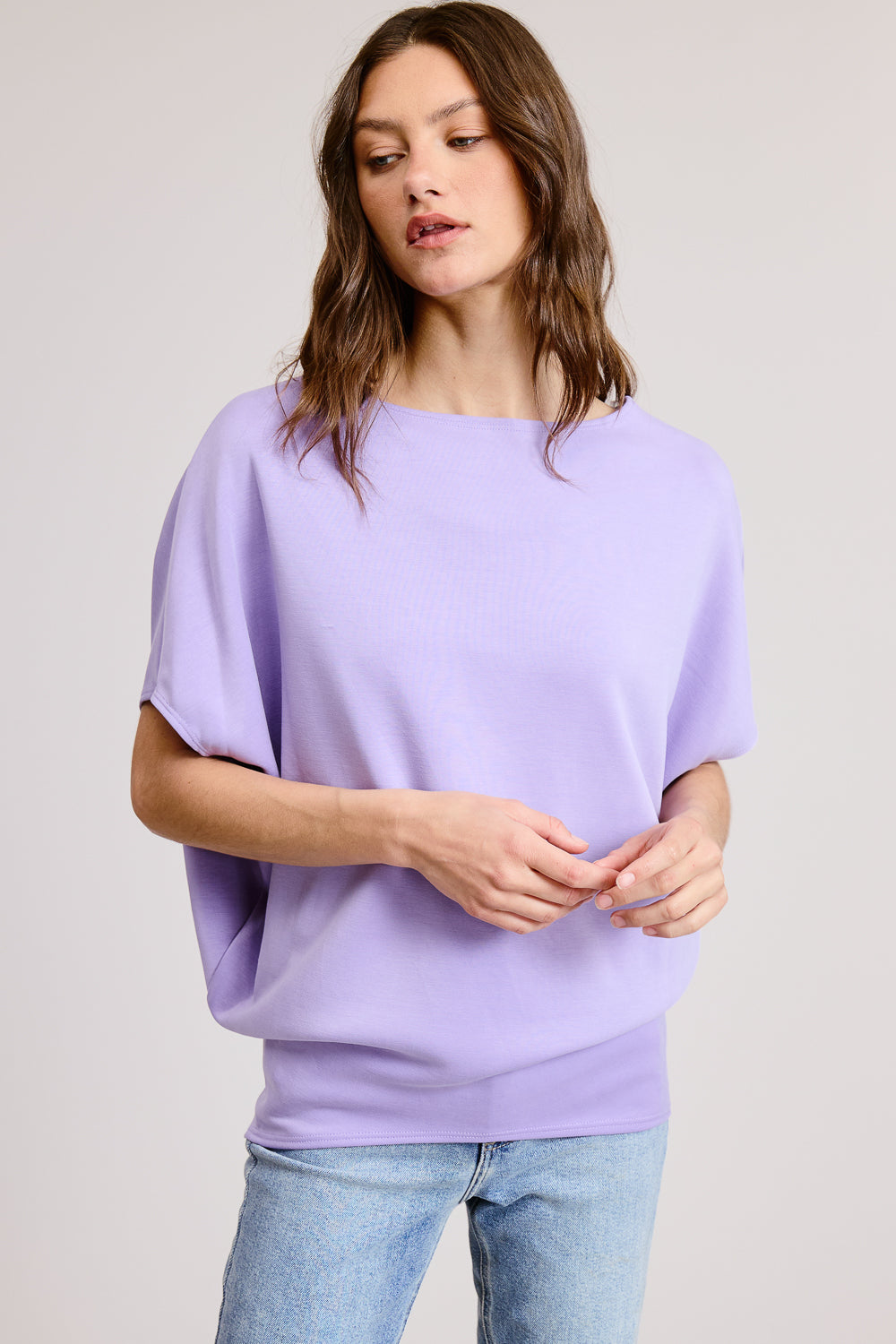 Short Sleeve Scuba Oversized Dolman Top / 3 colors