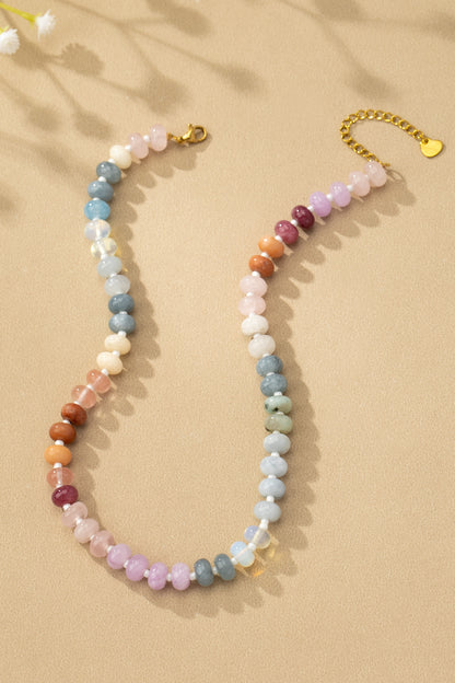 Natural Agate Beaded Necklace 14" plus 3"extender