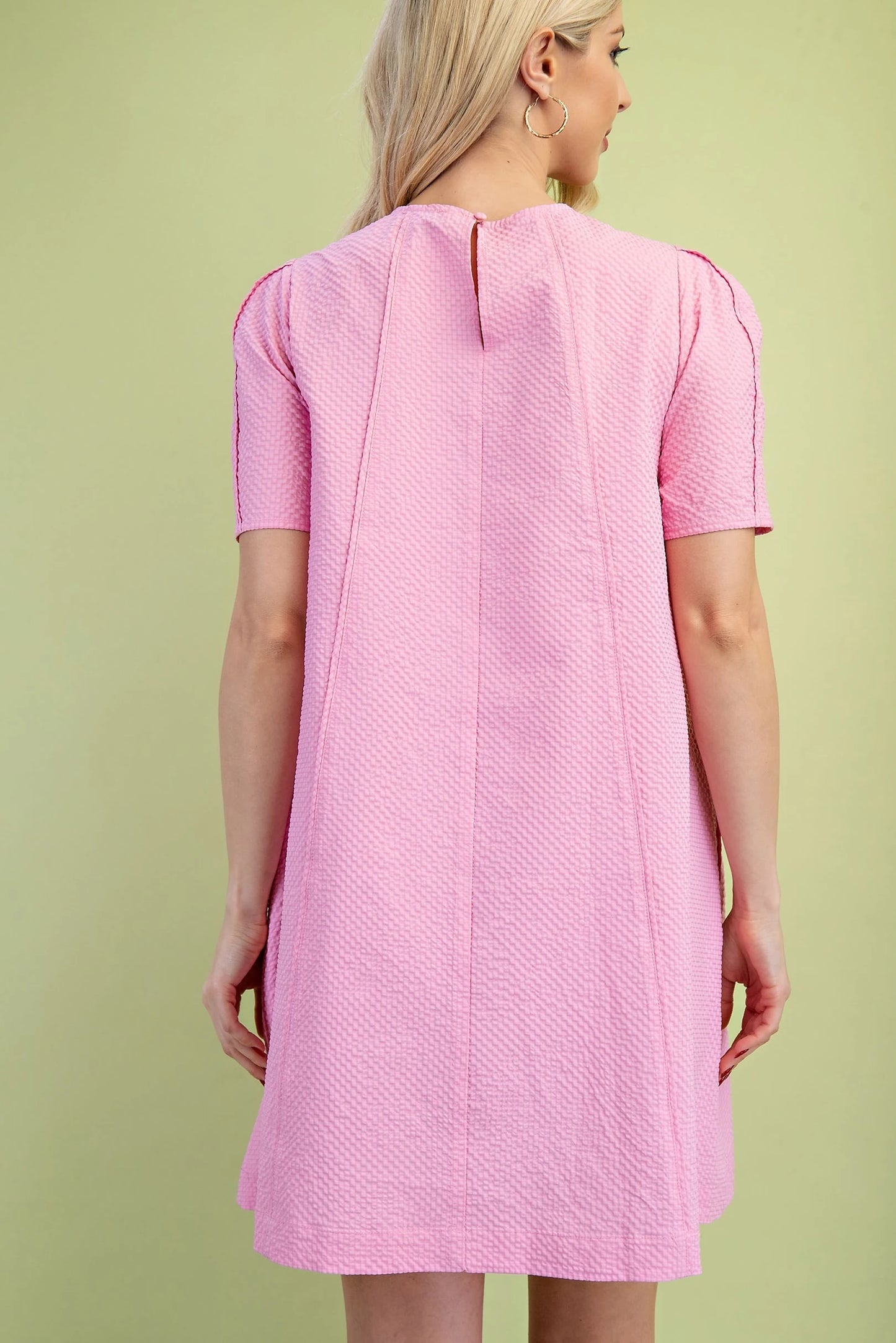 Textured Round Neck Dress-4 colors