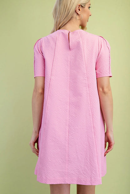 Textured Round Neck Dress-4 colors