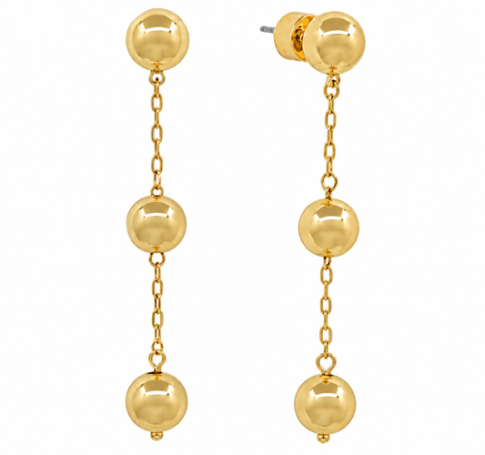 3 drop gold dangle earrings
