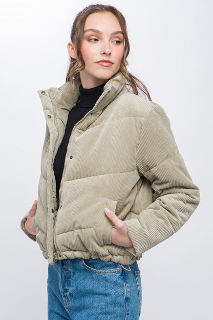 Moss Corduroy Quilted Jacket