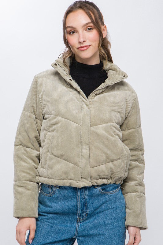 Moss Corduroy Quilted Jacket