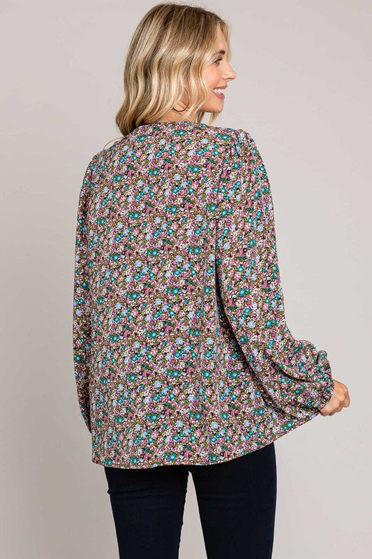 Ditsy Small Floral Long Sleeve Top