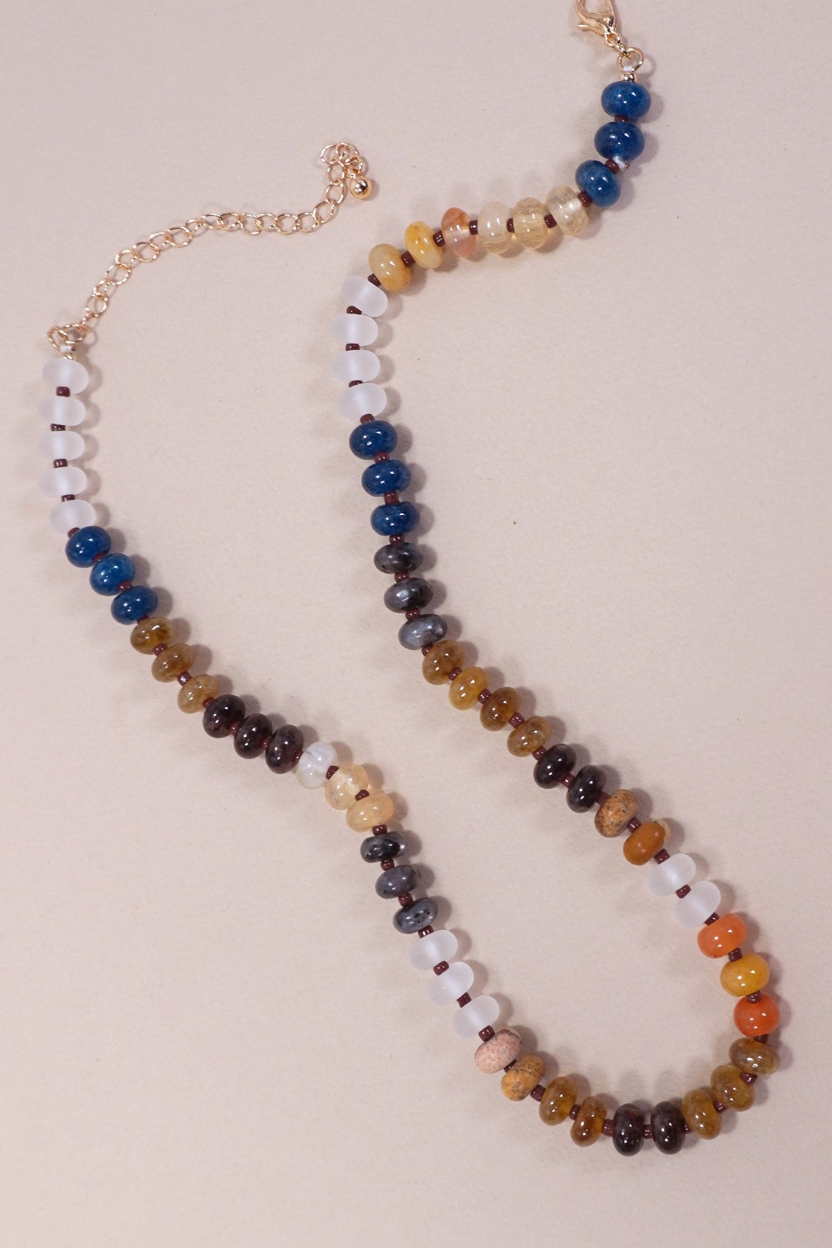 Natural Agate Beaded Necklace 16" plus 3" extender