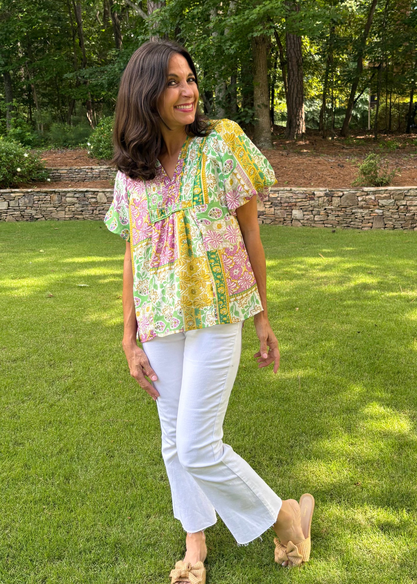 Boho Chic GREEN Mix Blouse