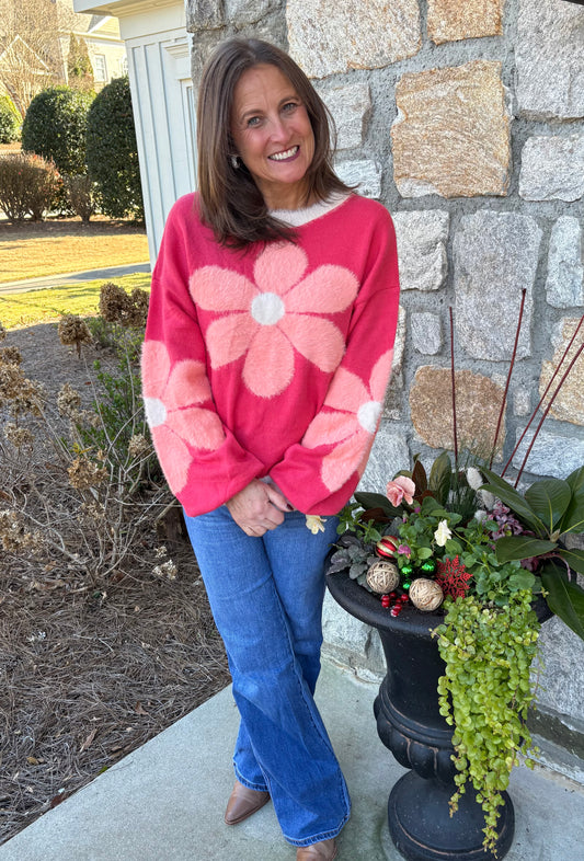 Daisy Pattern Knit Sweater