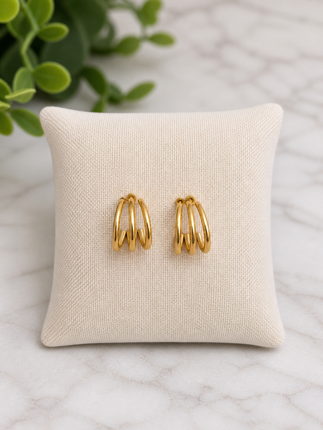 Triple Bar small hoops gold or silver