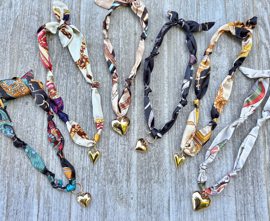 Heart Charm Fall Scarf Necklaces / 6 patterns