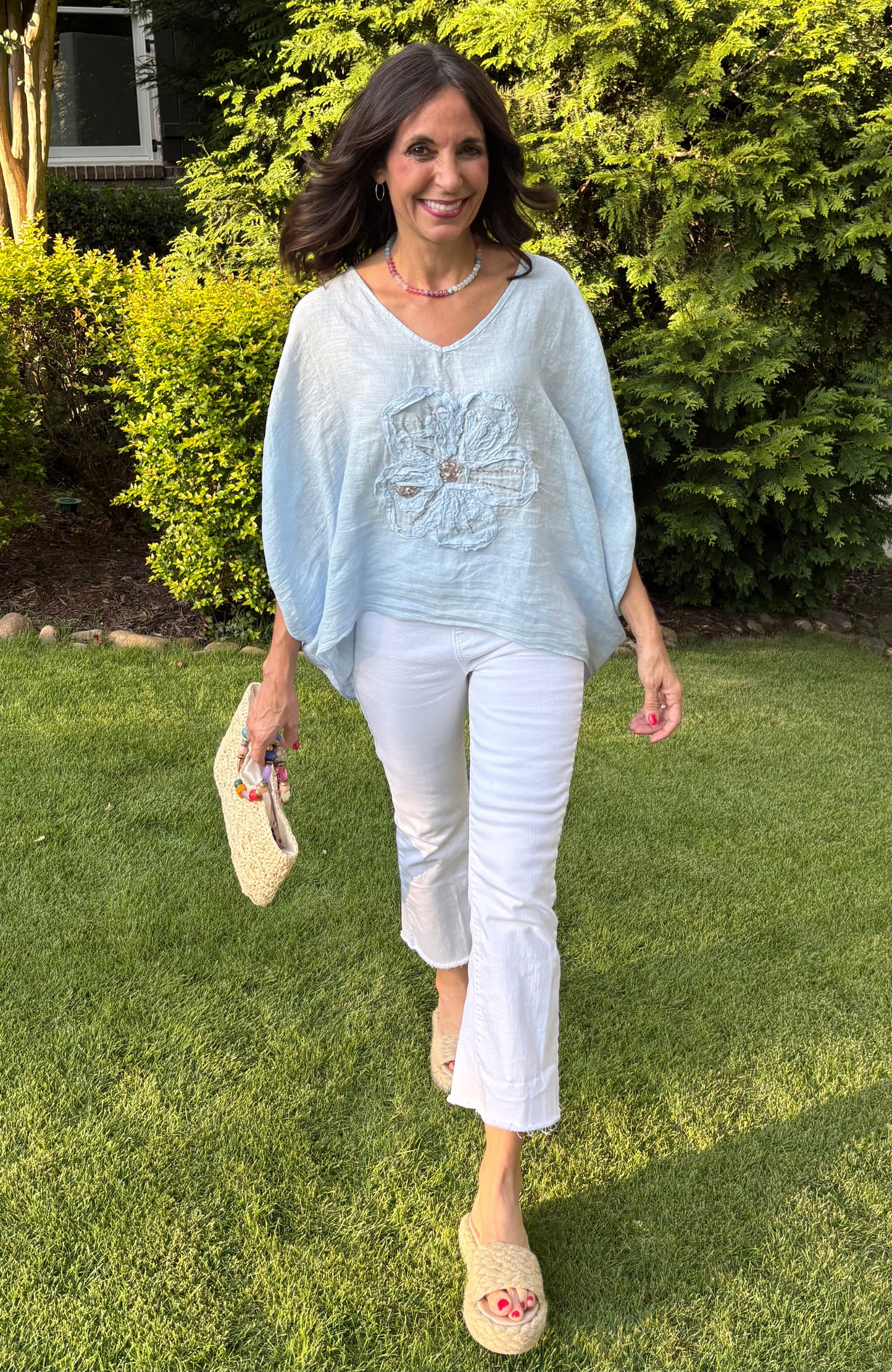 Italian Linen Flower Blouse