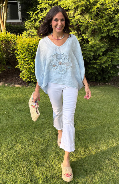 Italian Linen Flower Blouse
