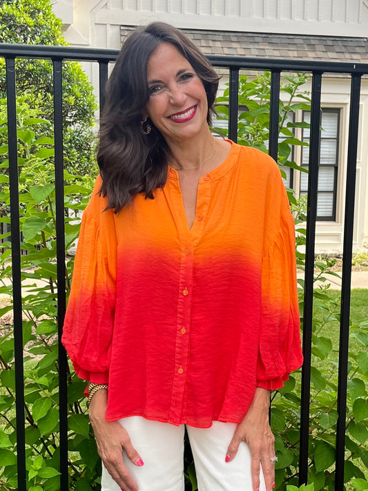 Sunburst Ombre Balloon Sleeve Blouse