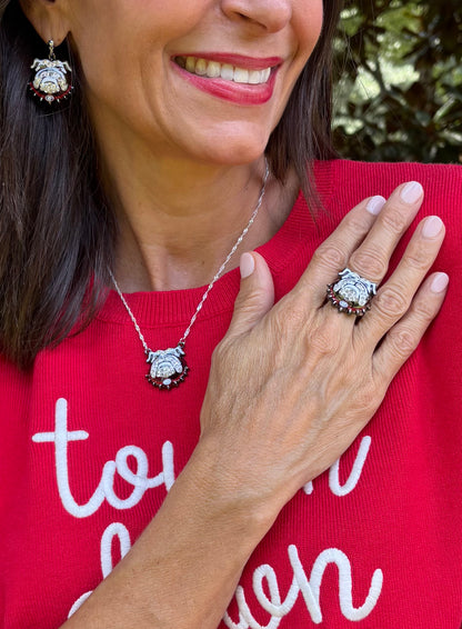 Georgia Bulldog Crystal Mascot Stretch Ring
