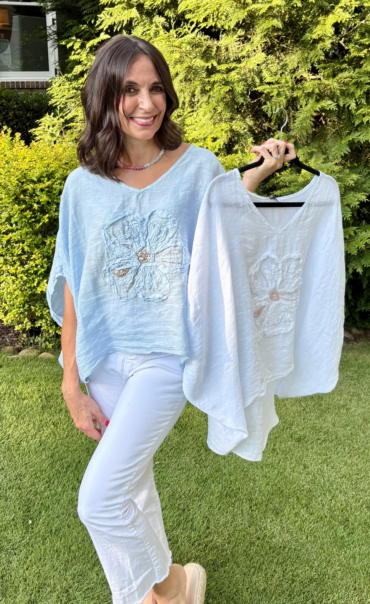 Italian Linen Flower Blouse