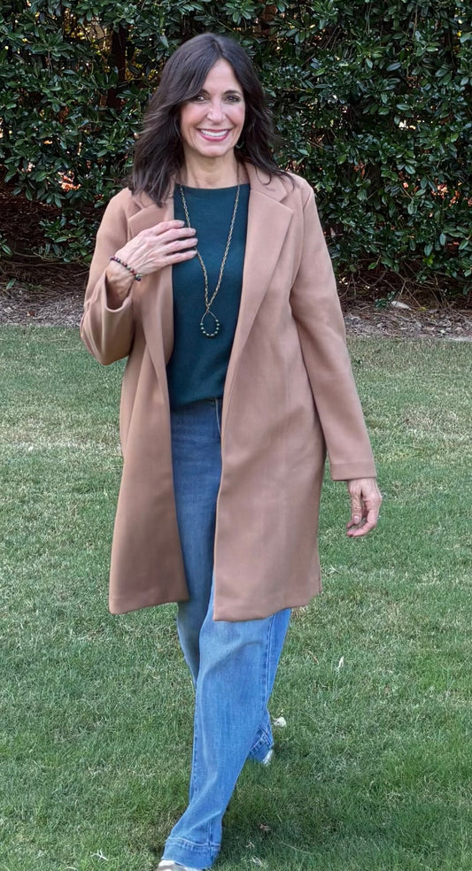 Collared Open Front Long Coat / 3 colors