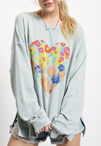 Easel Floral Heart Sweatshirt / 2 colors