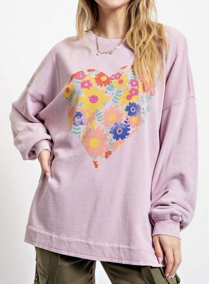 Easel Floral Heart Sweatshirt / 2 colors
