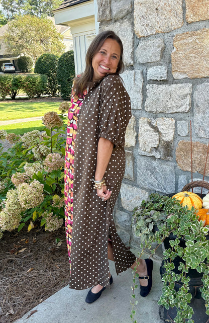 Adrienne Blakely Petal Groove Polka Dot Midi Dress