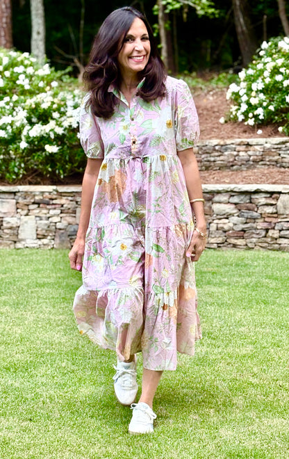 Floral High Waist Tiered Maxi Dress