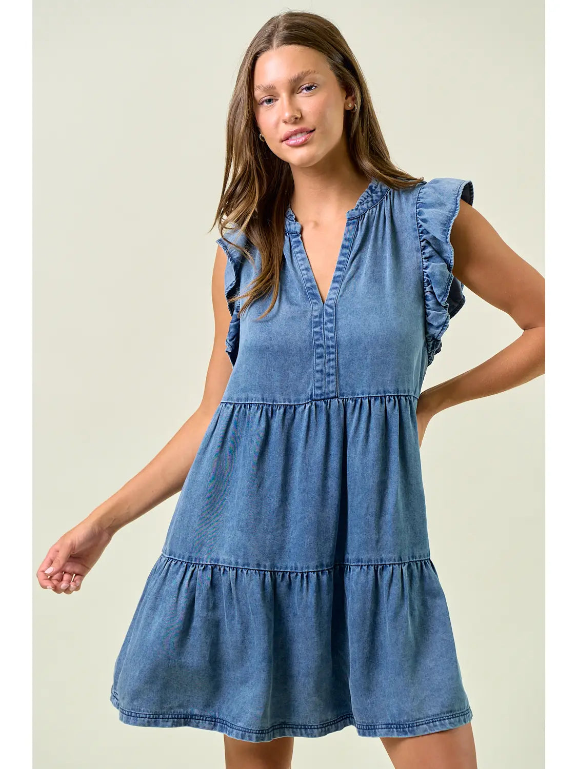 TENCEL Ruffle Tiered Mini Dress