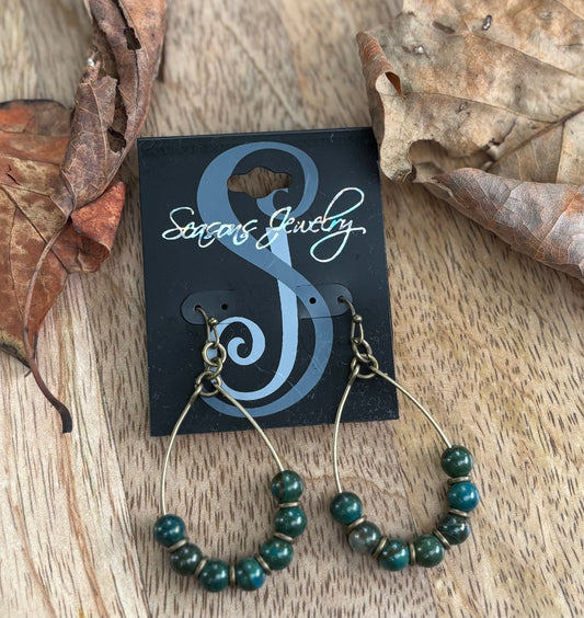 Green Stone Teardrop Earrings