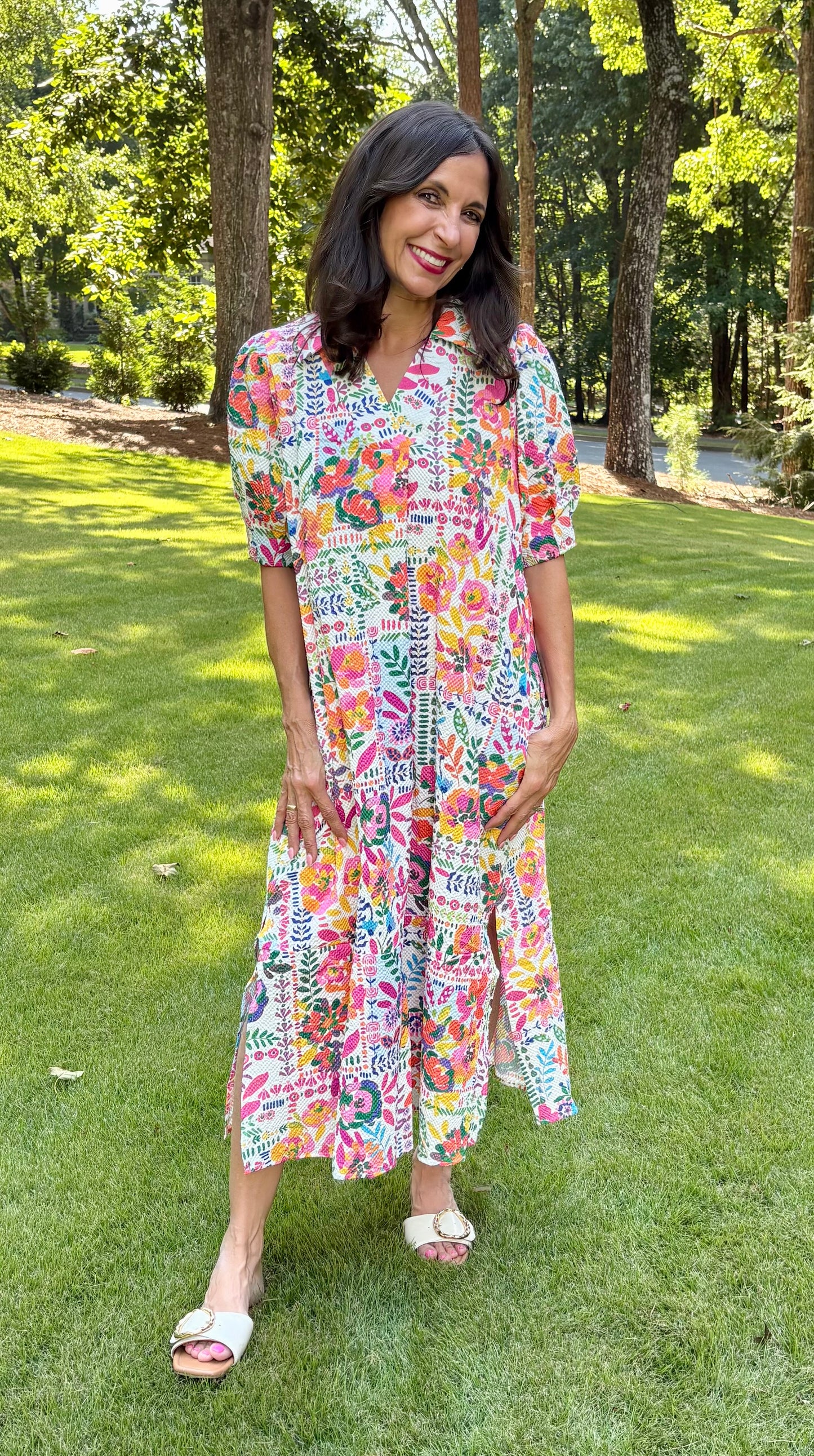 Collared printed Midi Dress