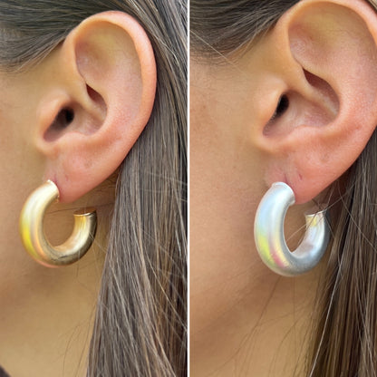 Matte Mini Hoop Earrings / gold silver