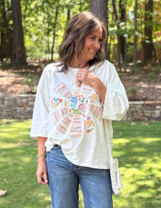 Patchwork Windmill Washed Cotton Top
