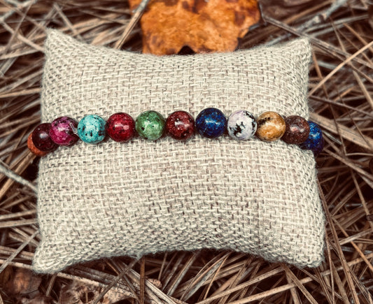 Multi-Colored Stone Bead Stretch Bracelet