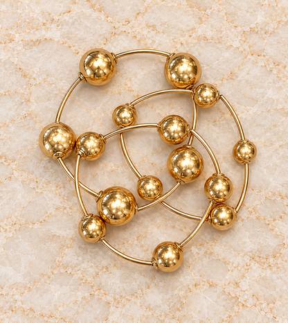 Matte Ball Stretch Bracelet Set 3 / Gold or Silver
