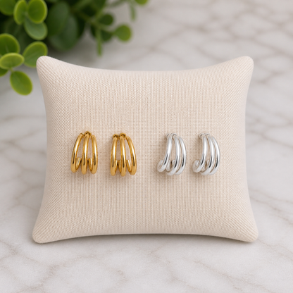 Triple Bar small hoops gold or silver