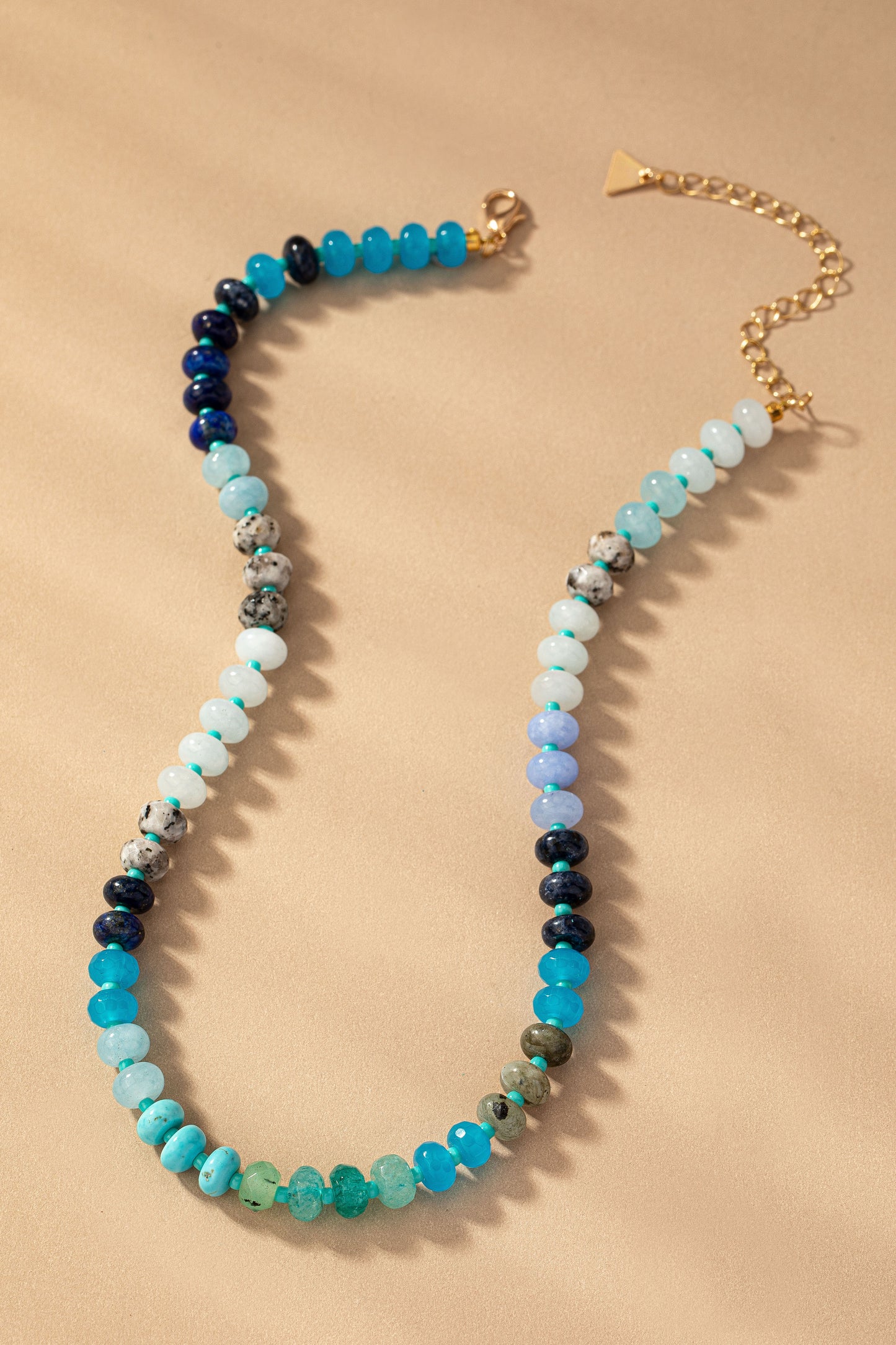 Natural Agate Beaded Necklace 16" plus 3" extender
