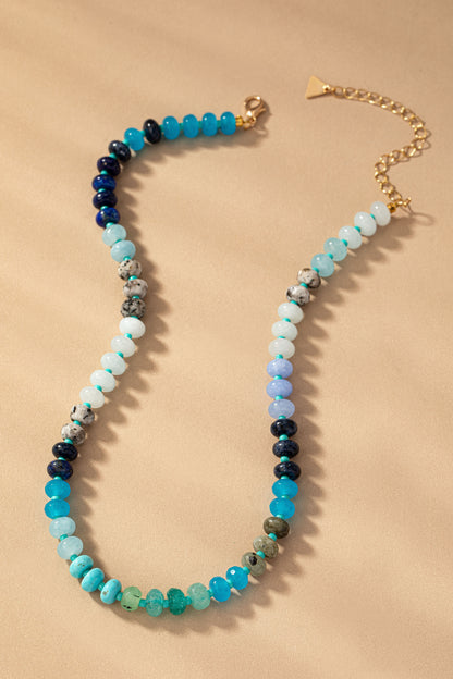 Natural Agate Beaded Necklace 16" plus 3" extender