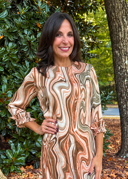 Adrienne Swirl Print Midi Dress