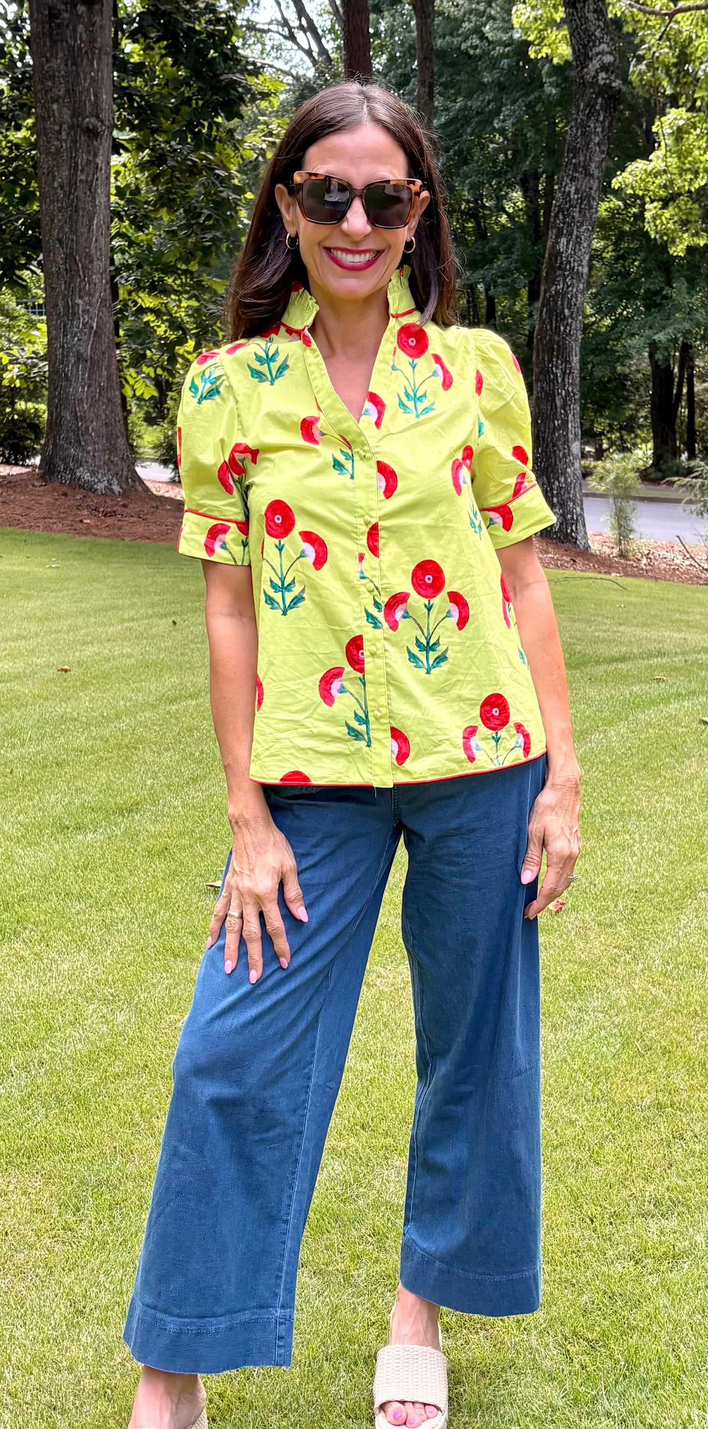 Garden Bloom Button-Front Blouse