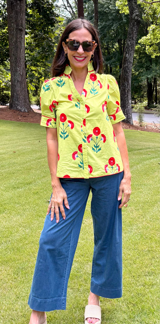 Garden Bloom Button-Front Blouse