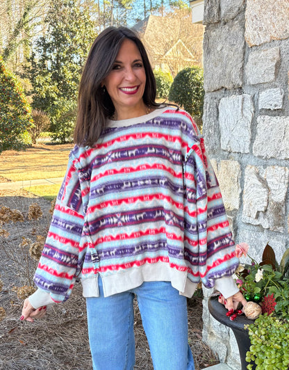 Printed Fleece Pull Over