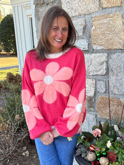 Daisy Pattern Knit Sweater