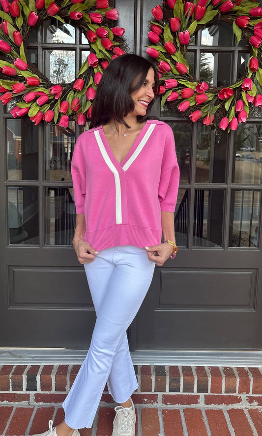 Pink V neck Sweater